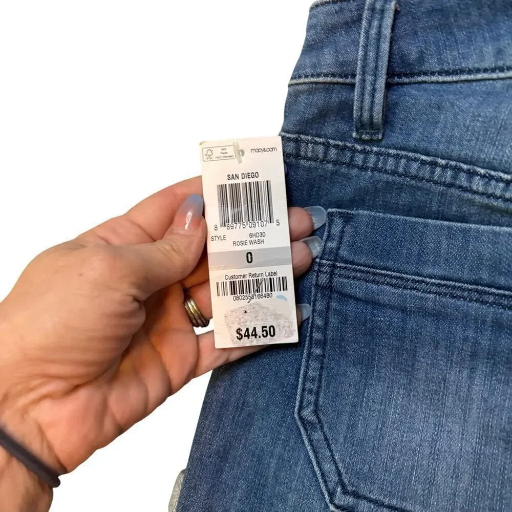 American Rag High Rise Button Fly Denim Shorts Size 0 Cuffed Stretch NWT
